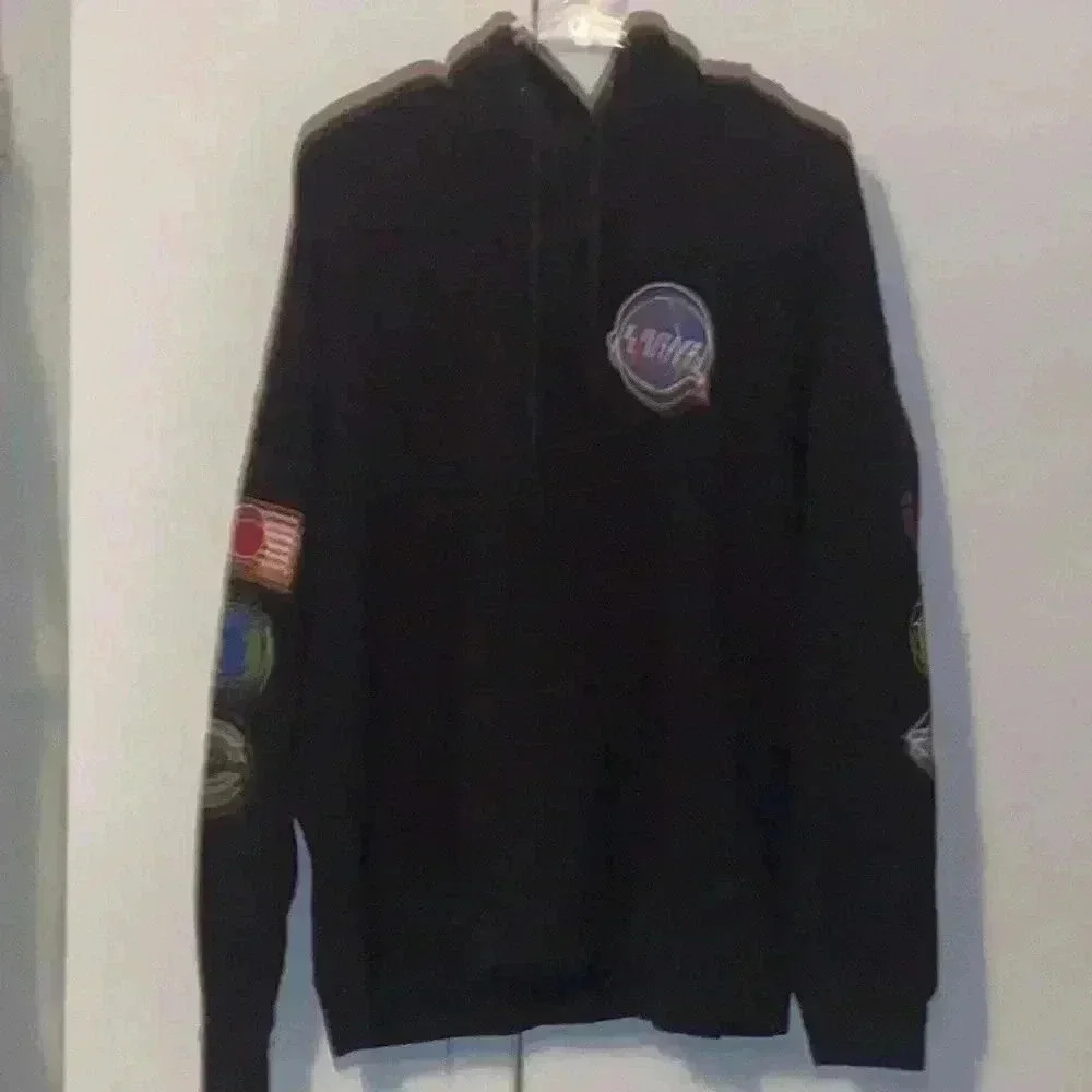 Men's Black and Blue Hoodie